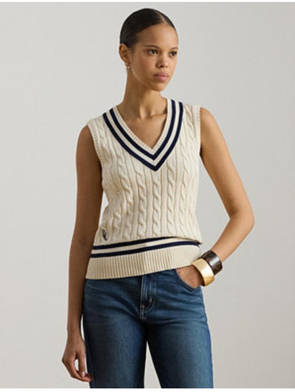 Ralph Lauren Cable Knit Cricket V Neck Sweater Vest Size XL NWT